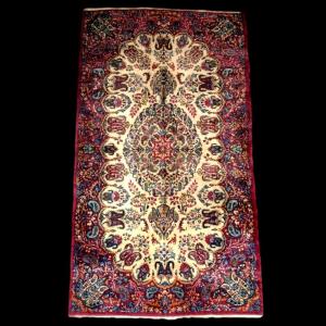 Kirman Floral Rug, 117 X 210 Cm, Hand-knotted Kork Wool Circa 1970 In Iran, In Perfect Condition
