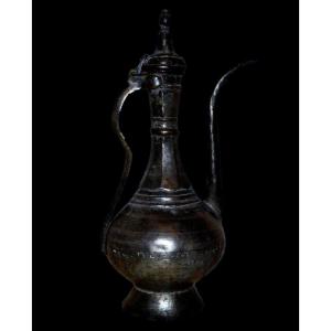 Tinned Brass Ewer, Ottoman Period, Height 51 Cm, 19th Century Ottoman Art