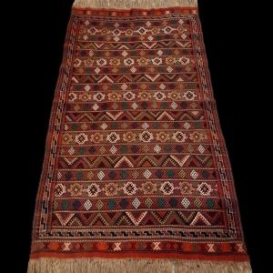 Kurdish Rug, 135 X 280 Cm, Hand-knotted Wool In The Soumak Style, 1970 - 1980, Perfect Condition, Kurdistan