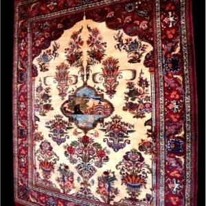 Kashan Rug, 146 X 192 Cm, Landscape, Hand-knotted Kork Wool, Iran Circa 1980 In Perfect Condition