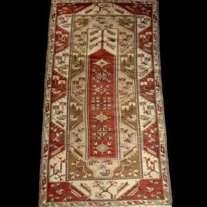 Milas Wool Rug, 124 X 226 Cm, Hand-knotted Wool/wool Circa 1970-1980, Türkiye, Perfect Condition