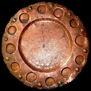 Tea Tray, Ottoman Art From The 19th Century, Tulip Decoration On Copper, Hand-engraved