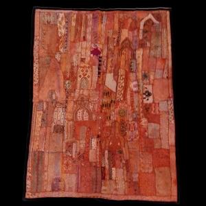 Antique Sheesha, Mirror Embroidery, 156 X 210 Cm, Gujarat, 1970, Very Good Condition, Folk Art