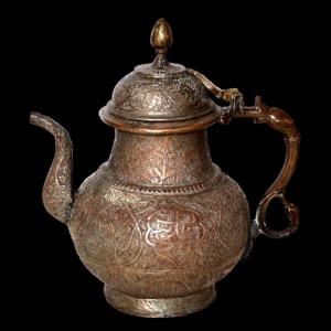 Aftabé, A Highly Ornate Tinned Bronze Ewer, Central Asia, 19th Century, Very Good Condition