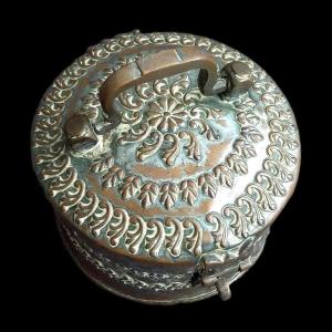 Betel Box, Tin-plated Copper With Repoussé Carving, Complete Set, Rajasthan, 19th Century