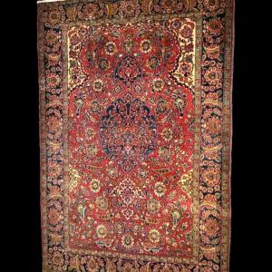 Kashan Rug, 150 X 223 Cm, Hand-knotted Kork Wool, Qajar Dynasty, 19th Century, Collection