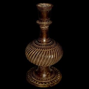 Bronze Huqqa, Water Pipe, 17th-18th Century, Mughal Art, North India, Very Good Condition