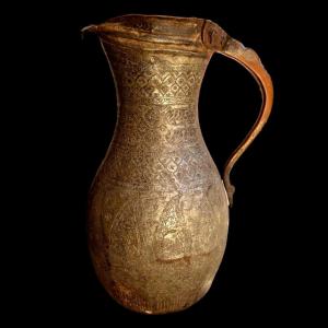 Table Carafe, "doltcha" Tinned Copper, Decorated With Botehs, Iranian Azerbaijan, 19th Century