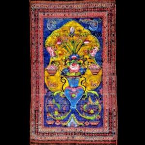 Macchad Rug, 133 X 227 Cm, Hand-knotted Wool, Depicting A Vision Of Paradise, 19th Century