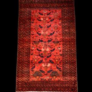 Bechir Rug, Central Asia, 115 X 193 Cm, Animal Motif, Hand-knotted Wool, Mid-20th Century