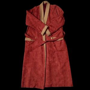 Alwin Men's Indoor Coat, Silk Damask, Taffeta, 1980, France, Perfect Condition