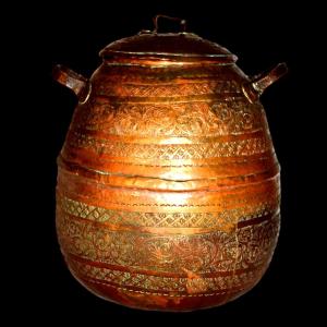 Milk Or Cream Pot, Copper,,, Azerbaijan, 19th Century.