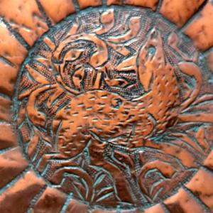 Wedding Dish With Deer, 1854, 19th Century Central Asian Turkmen Art, Tin-plated Copper