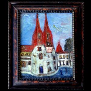 Harm Kamerlingh Onnes ( 1893 - 1985), The Street, Circa 1950, Oil On Canvas Signed Hko