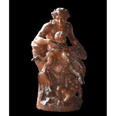 Important Group Signed In Terracotta After Clodion, End Of The XIXth Century, Very Good Condition