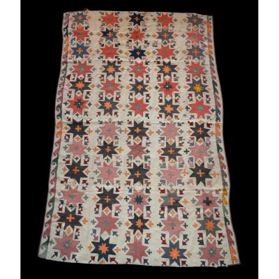 Old Julhir Rug, 160 Cm X 256 Cm, Uzbekistan, Silk Thread Embroidered On Cotton, Superb Condition