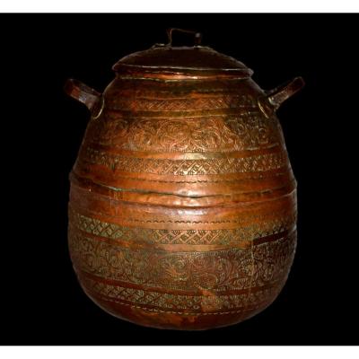 Sernij, Milk Or Cream Jug, Red And Yellow Copper, Azerbaijan, 19th Century