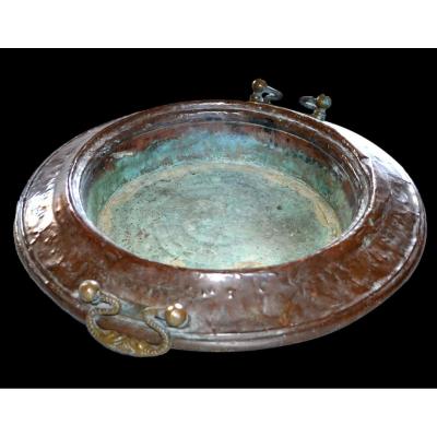  Important Antique 19th Century Copper Brazier, Or Perfume Burner, Central Asia