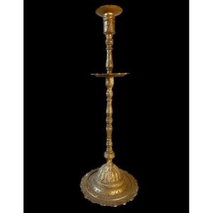 Important And Rare Candlestick, Ht 64 Cm, Ottoman Empire, Caucasus, Armenia Or Georgia, 18th Century