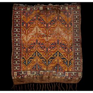 Rare Old Carpet From Central Asia, 93 Cm X 127 Cm, Old Door, Wool On Wool, 1900