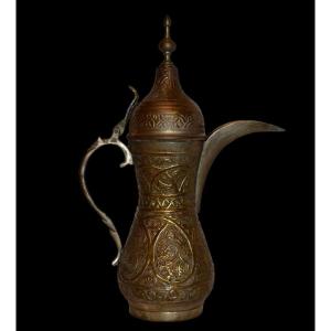 Large Ornate Dallah دلة Coffee Pot, Tinned Copper, Persian Gulf, Circa 1900, Very Good Condition