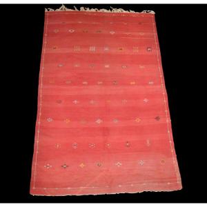 Large Taznakht Berber Kilim, 195 Cm X 298 Cm, Hand-woven Wool Circa 1960, High Atlas, Morocco