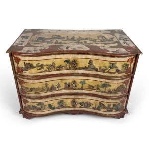 Painted Wooden Chest Of Drawers - Venice, 18th Century