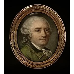 Portrait Miniature 18th Century Aristocrats 14-carat Gold Frame