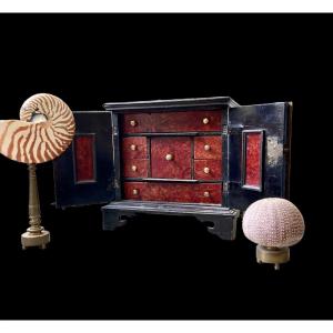 A 17th Century Miniature Art Cabinet In Red Amboyna Burl Wood