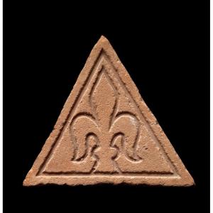 A German Medieval Floortile Tile With Fleur-de-lis Decoration