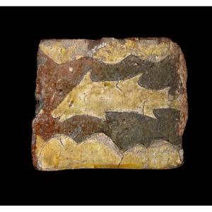 A 13th-14th Century Floortile Of A Fish-a Sturgeon?