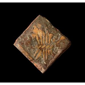 A Medieval Floortile With A Six-ear Wheat Motif, 14th Century