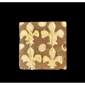A Floortile With Fleur-de-lis And Dots, Utrecht-1300-1350