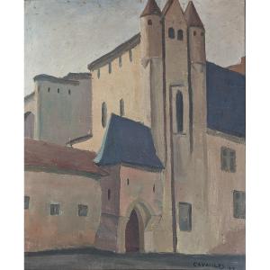 Oil On Canvas Jules Cavaillès Palais De La Berbie Albi Tarn 1927