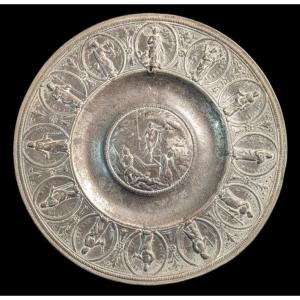 Pewter Paten Resurrection And The Twelve Apostles Nuremberg 17th Century