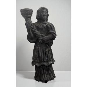 Carved Oak Bearer Figure – Torchère – 16th Century