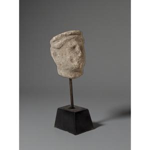 Limestone Head - Cyprus, 4th Century Bc - Paul Gaudin Collection (1858-1921)