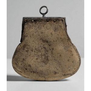 Rare Medieval Purse With Metal Frame - Northern Europe - 15th-16th Century
