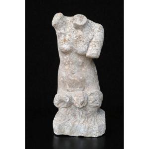 Large Stone Sculpture - Geneviève Pagano - Draped Female Torso - Masterpiece Of Fine Arts
