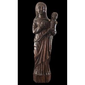 Virgin And Child In Solid Wood - 19th Century - 68cm