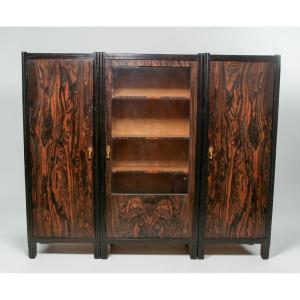 Art Deco Bookcase In Macassar Ebony Veneer - Maurice Alet (1874-1967) 