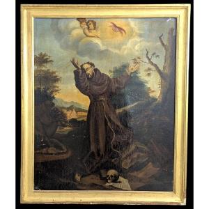 Saint Francis Of Assisi Receiving The Stigmata – 19th Century – 95x79cm