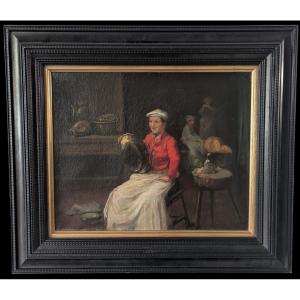 Kitchen Scene – Oil On Canvas By Joseph-denis Odevaere (1775-1830) 