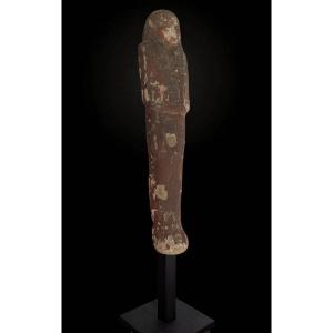 Large Momiform Servant - Wooden Oushebti - 35cm Height - Egyptian Archaeology
