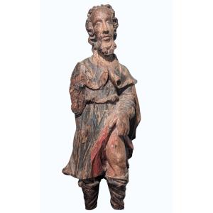 Saint-roch In Polychrome Solid Wood - Early 17th Century - 60cm High