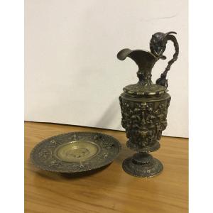 Ewer And Its Stand, Bronze, 19th Century