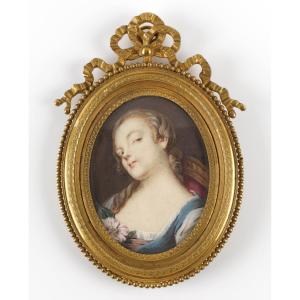 Portrait Miniature On Ivory Young Girl Early 19th Century Painting