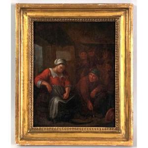 Oil On Canvas Flemish Dutch School Circa 1700 Painting