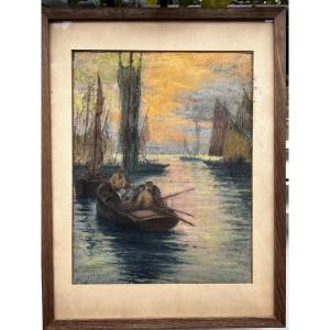 Fernand Legout-gérard Pastel Painting Bretagne Marine