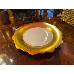 6 Samoa Dessert Plates Gilded With Gold From Maison Jean-louis Coquet Diameter 22cm